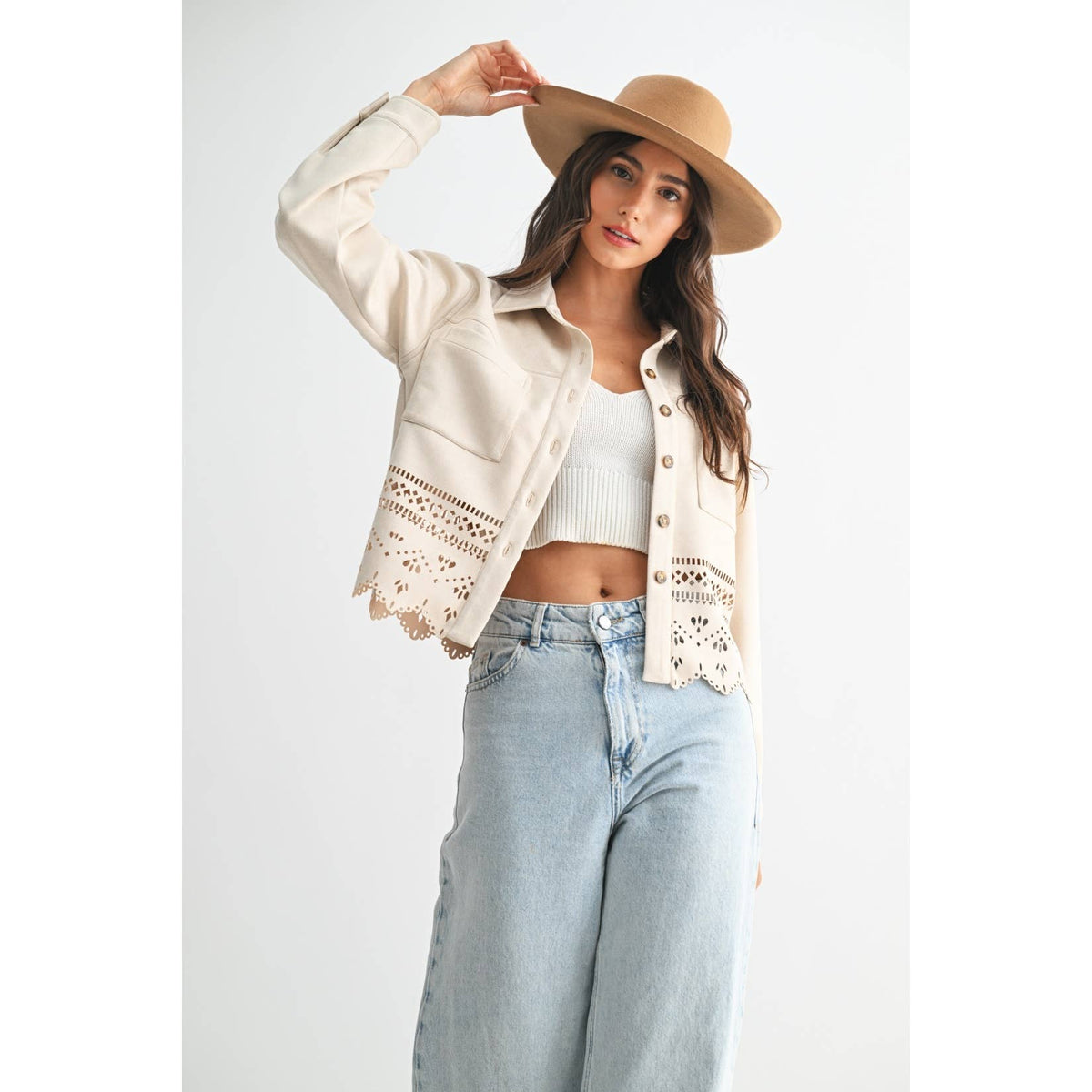 Lasercut Eyelet Detail Jacket