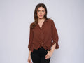 Cargo Pocket Top: Striped Cognac