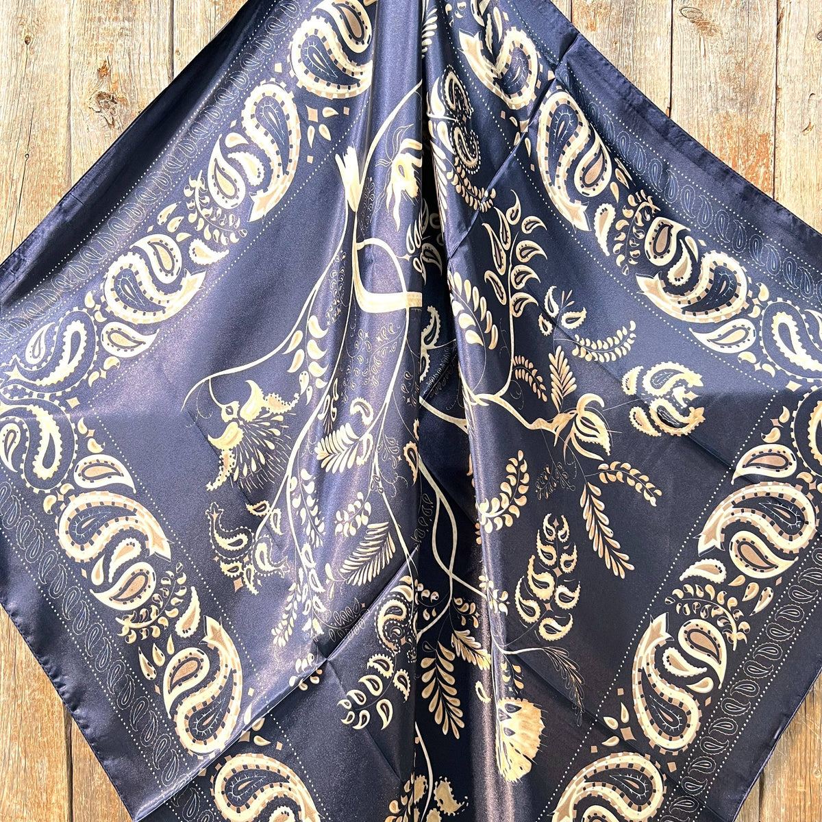 Blue and Cream Paisley Wild Rag - Western Scarf