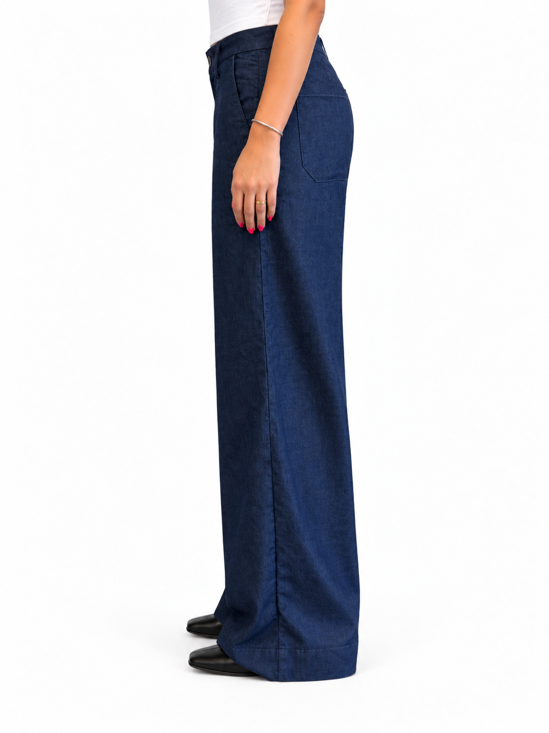 28" Petite Hemp Wide Leg Trouser Pant in Rinse