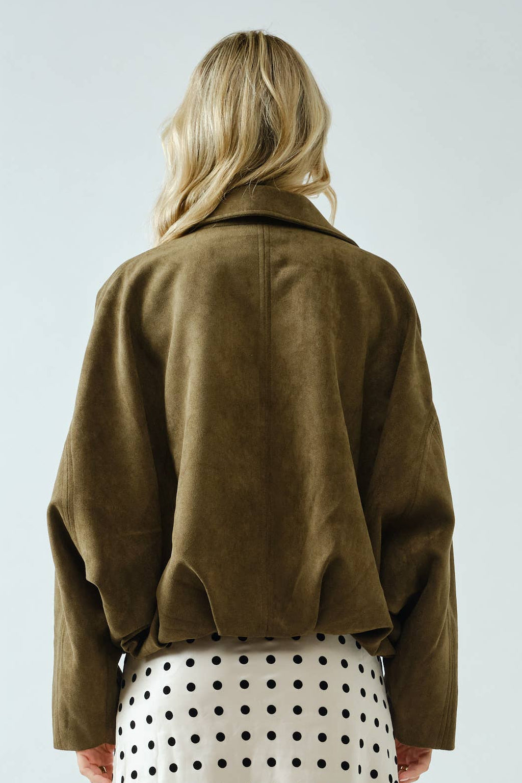 Suede Bomber Jacket: Olive