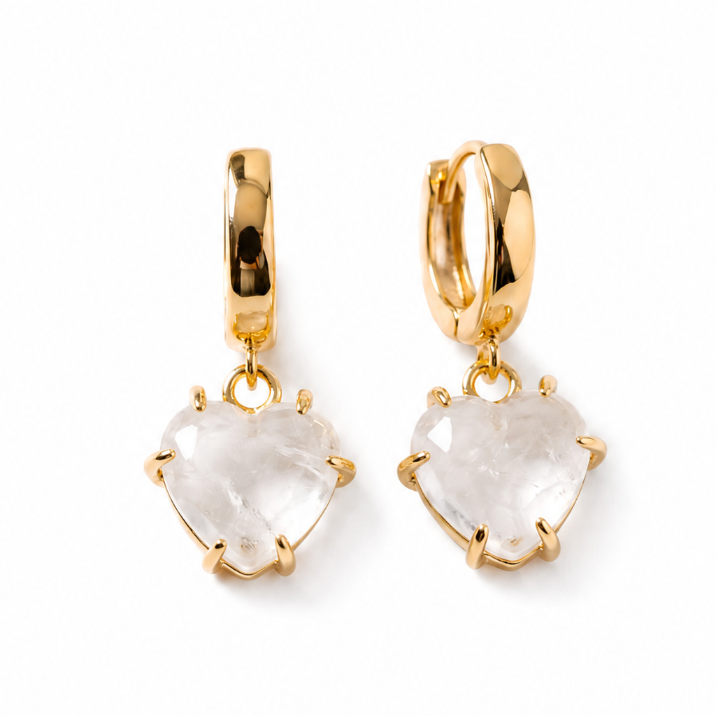 Lover Stone Heart Hoops - Moonstone
