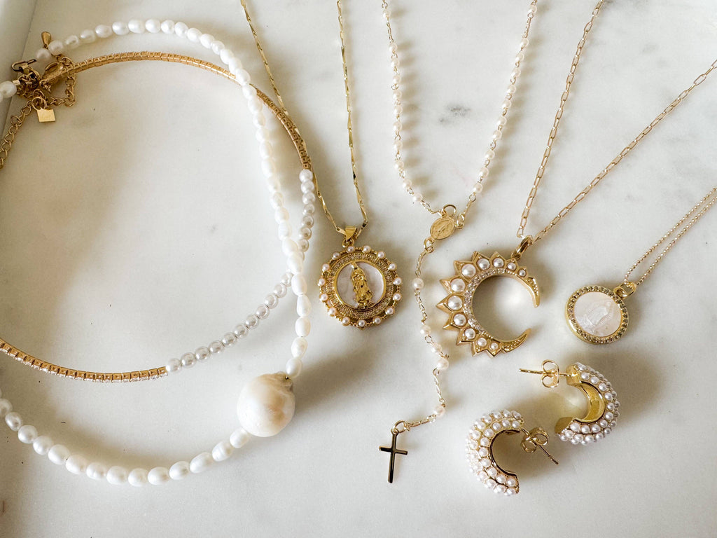Pearl Rosary- Gold