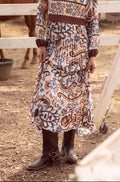 Printed Pleated Midi Skirt