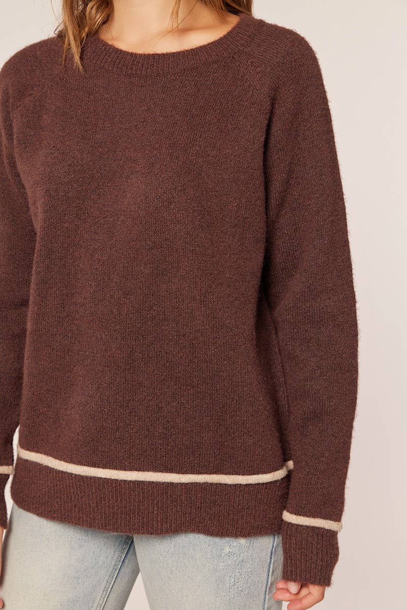 Crew Neck Sweater With Contrast Detail