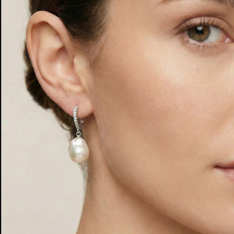 Baroque Pearl Earrings- Silver