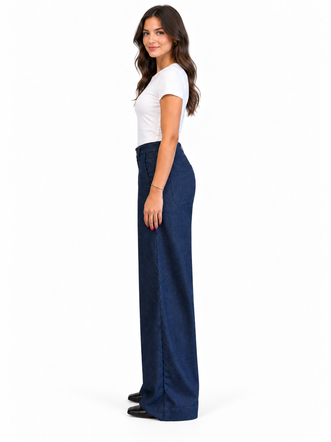 28" Petite Hemp Wide Leg Trouser Pant in Rinse