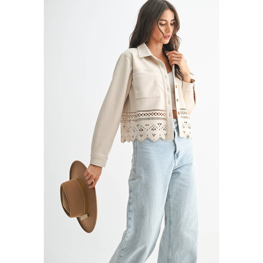 Lasercut Eyelet Detail Jacket