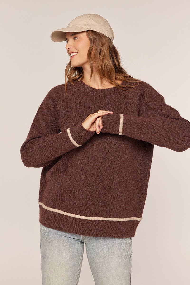 Crew Neck Sweater With Contrast Detail