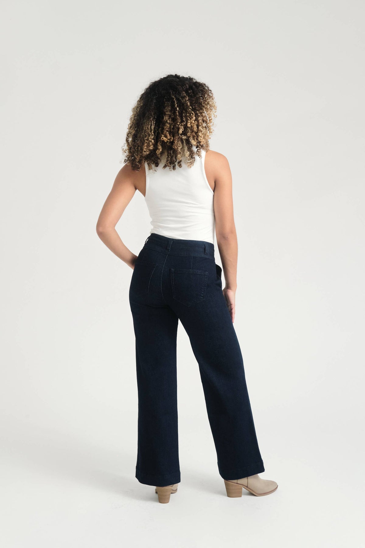 Petite 29" Slim Wide Leg Jean w/ Double Stacked Waistband