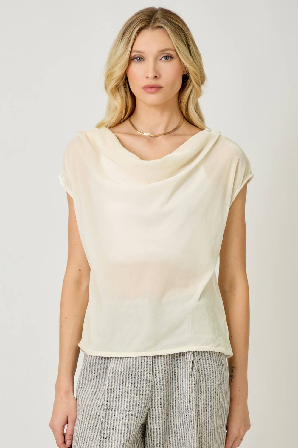 Velvet Cowl Neck Top
