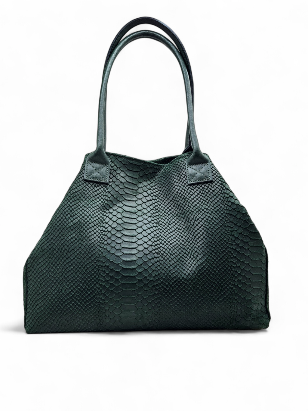 LOLA – Italian Python-Embossed Leather Bag – Emerald Green