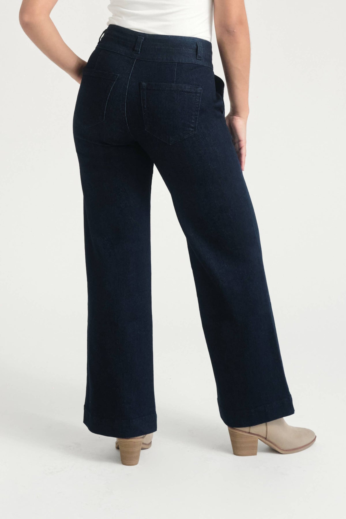 Petite 29" Slim Wide Leg Jean w/ Double Stacked Waistband
