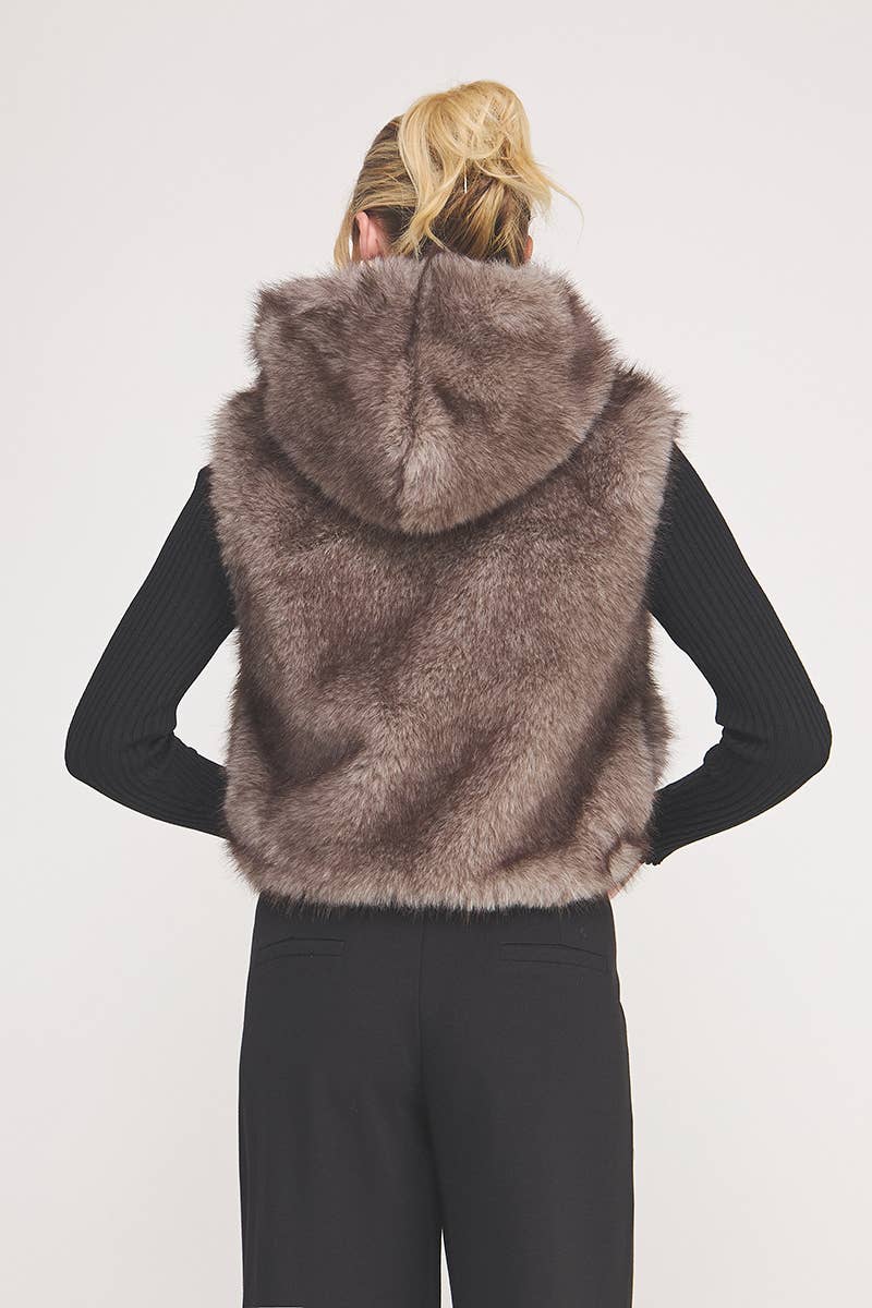 Faux Fur Hooded Vest