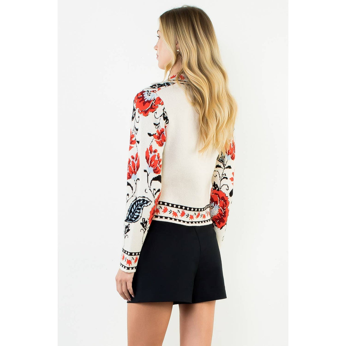 Long Sleeve Pattern Knitted Cardigan