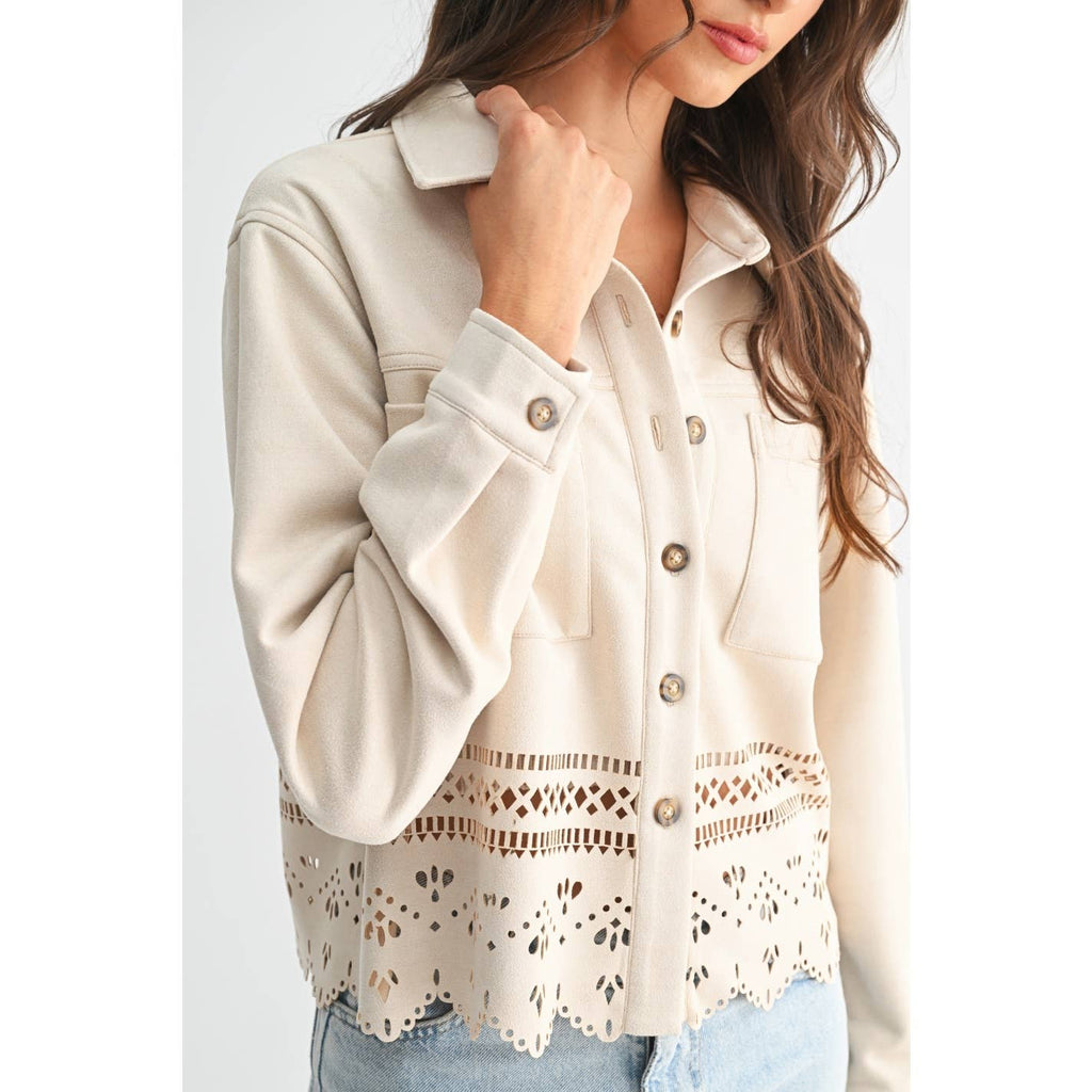 Lasercut Eyelet Detail Jacket