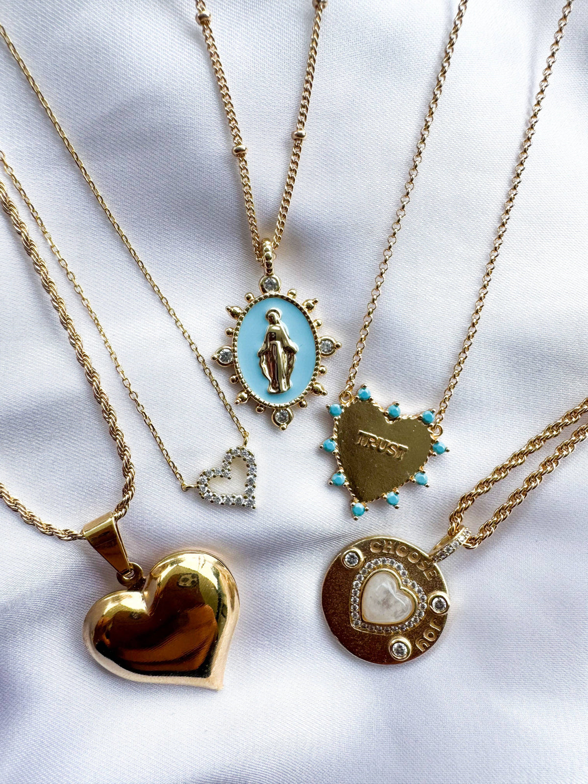 Puffy Heart Necklace- Gold