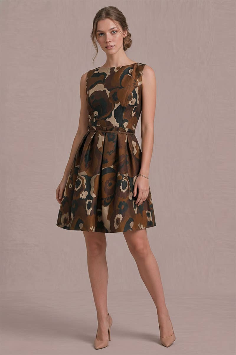 Boat Neck Fit & Flare Mini Dress
