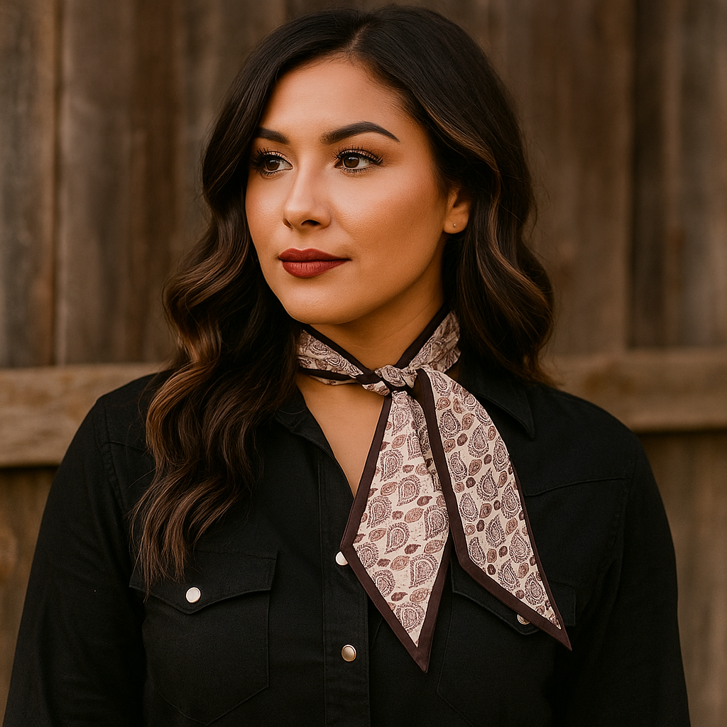 Black and Brown Western Skinny Mini Wild Rag Scarf / Cowgirl Necktie #TW119