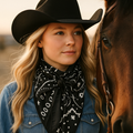 Black & White Paisley Wild Rag - Western Scarf