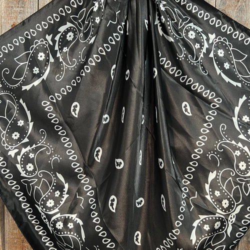 Black & White Paisley Wild Rag - Western Scarf