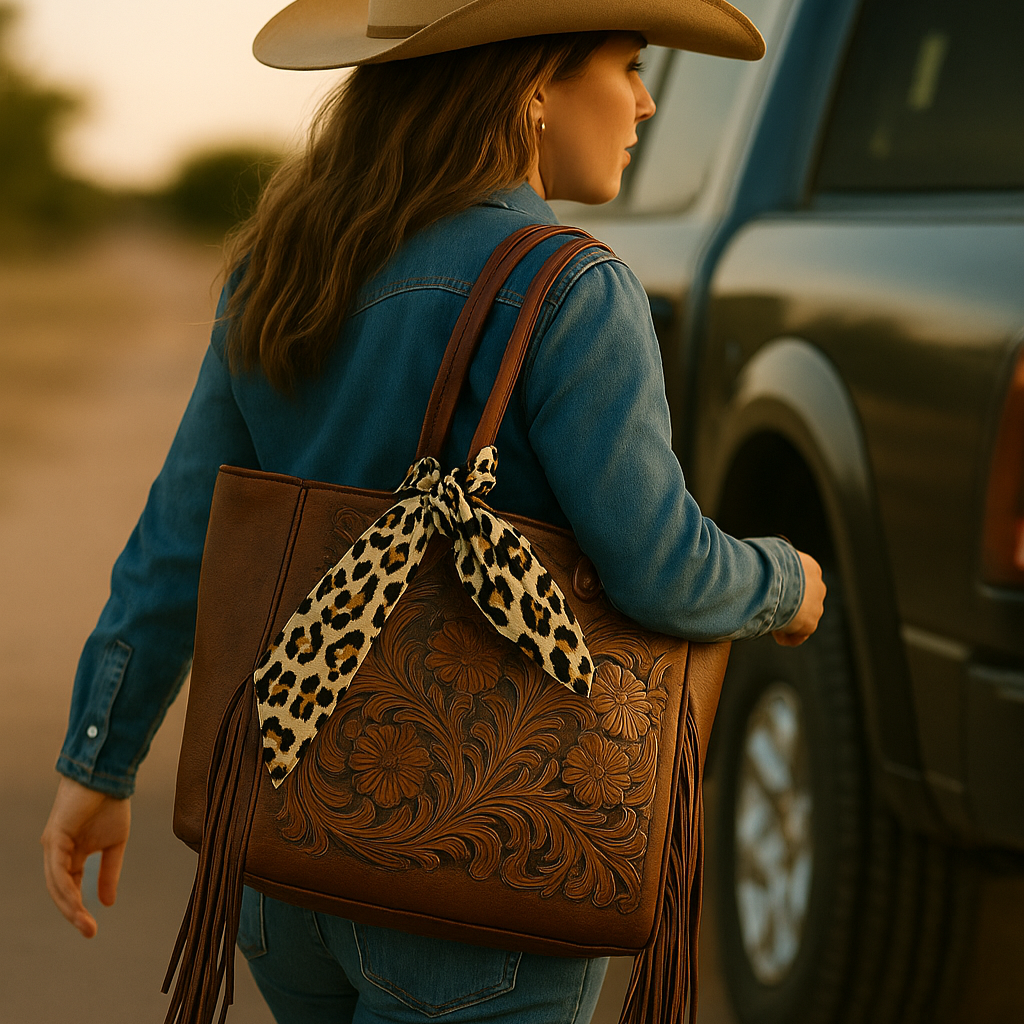 Tan Western Skinny Mini Wild Rag Scarf