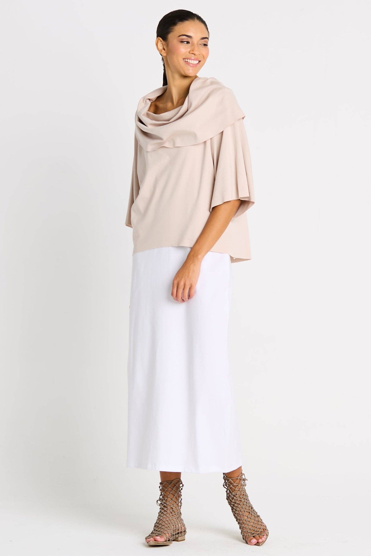 Pima Cotton Jackie O Top - Putty: One Size