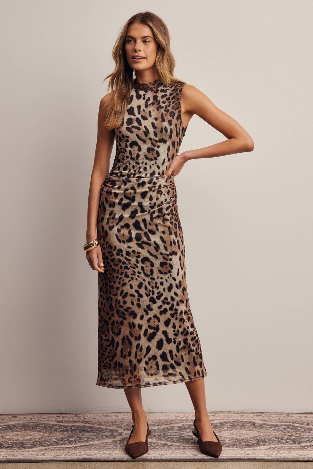 Leopard Print Midi Dress