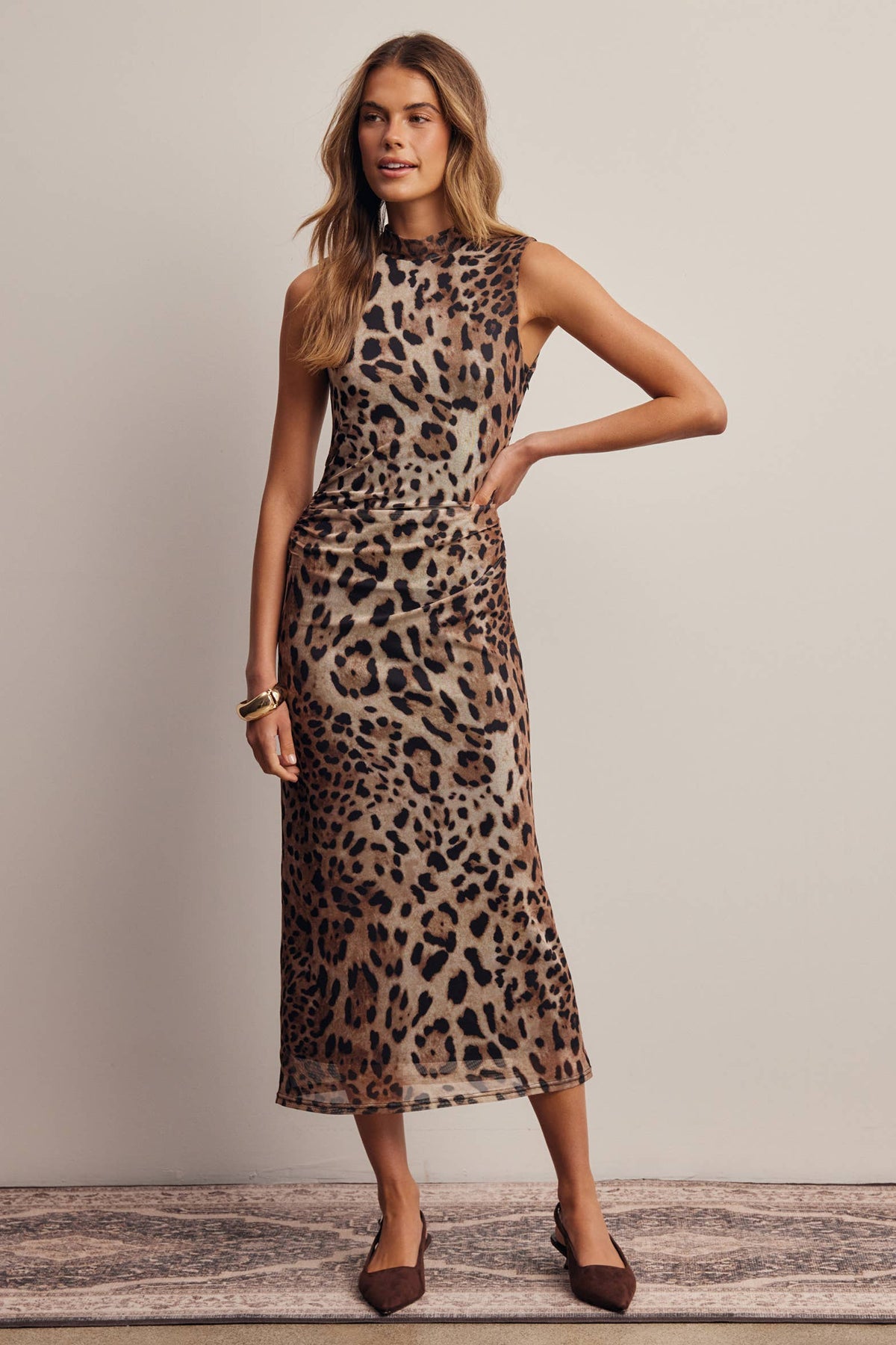 Leopard Print Midi Dress