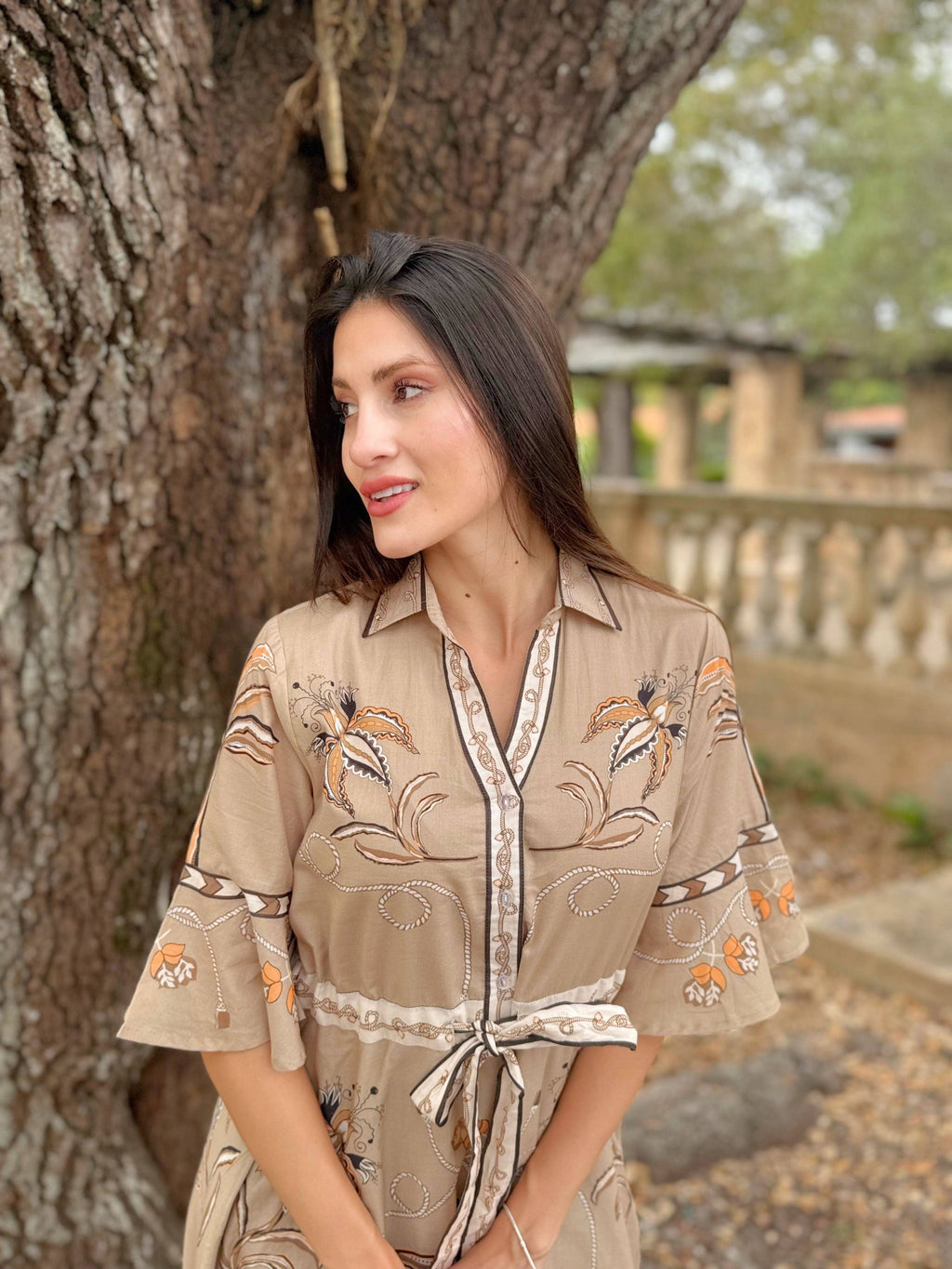 Cape Midi Dress: Oasis Sand
