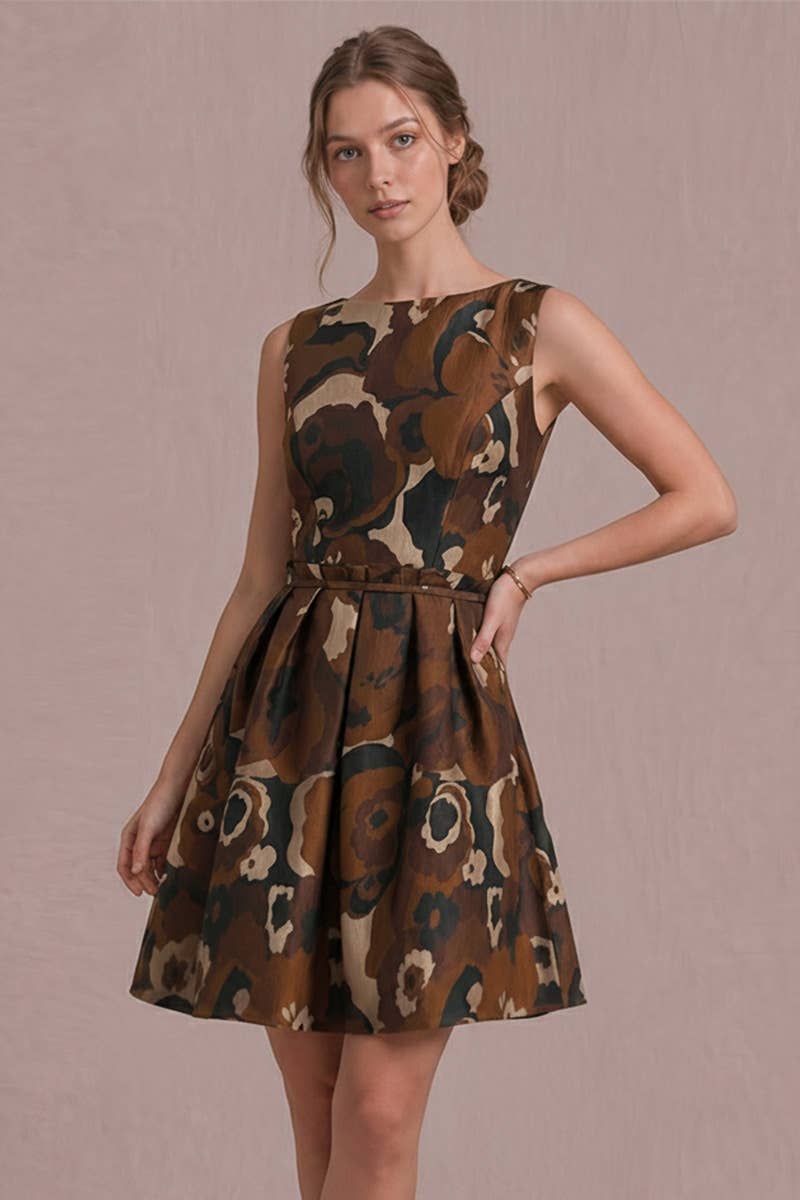Boat Neck Fit & Flare Mini Dress