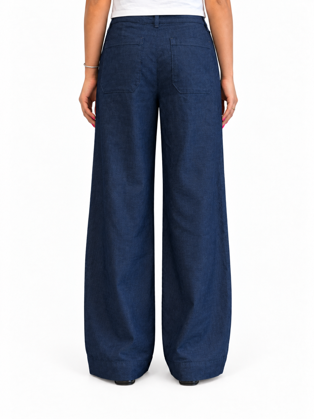 28" Petite Hemp Wide Leg Trouser Pant in Rinse