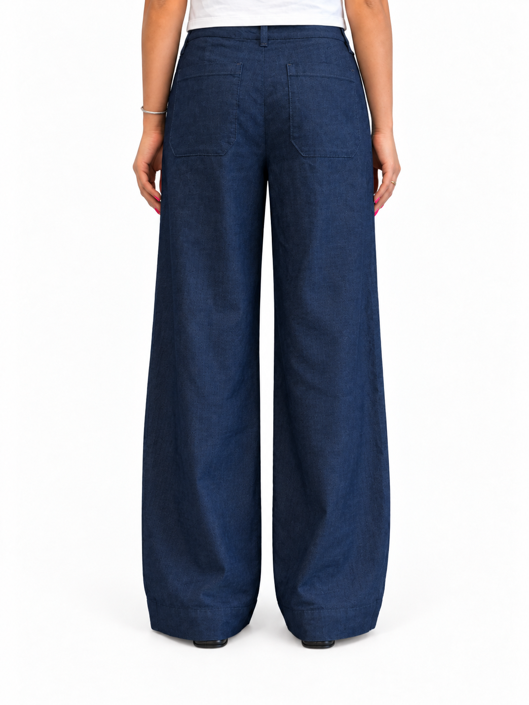 28" Petite Hemp Wide Leg Trouser Pant in Rinse