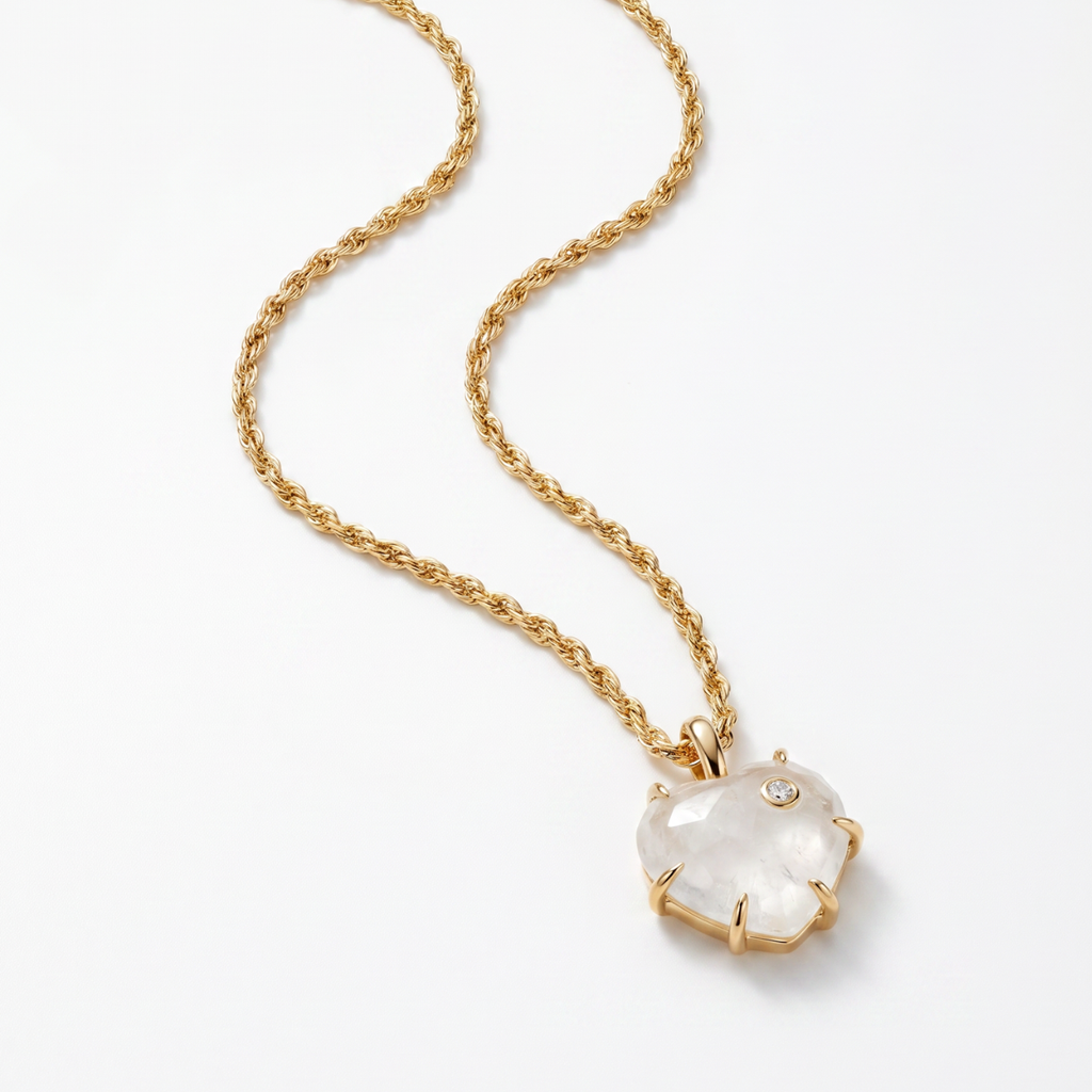 Lover Heart Necklace - Moonstone