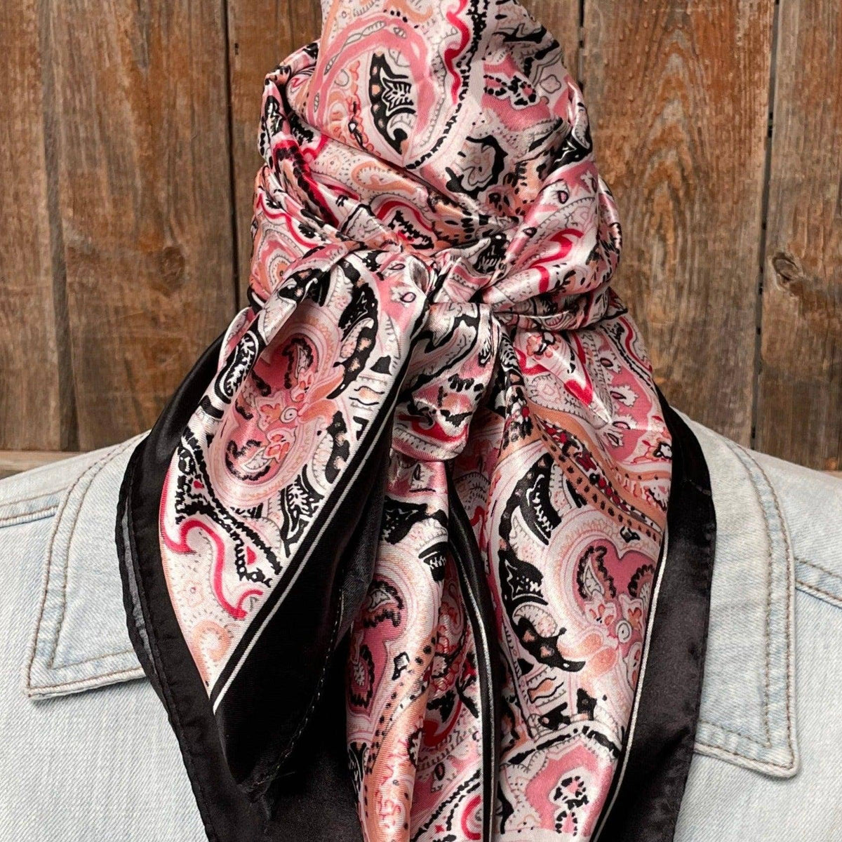 Pink & Black Paisley Wild Rag - Western Scarf