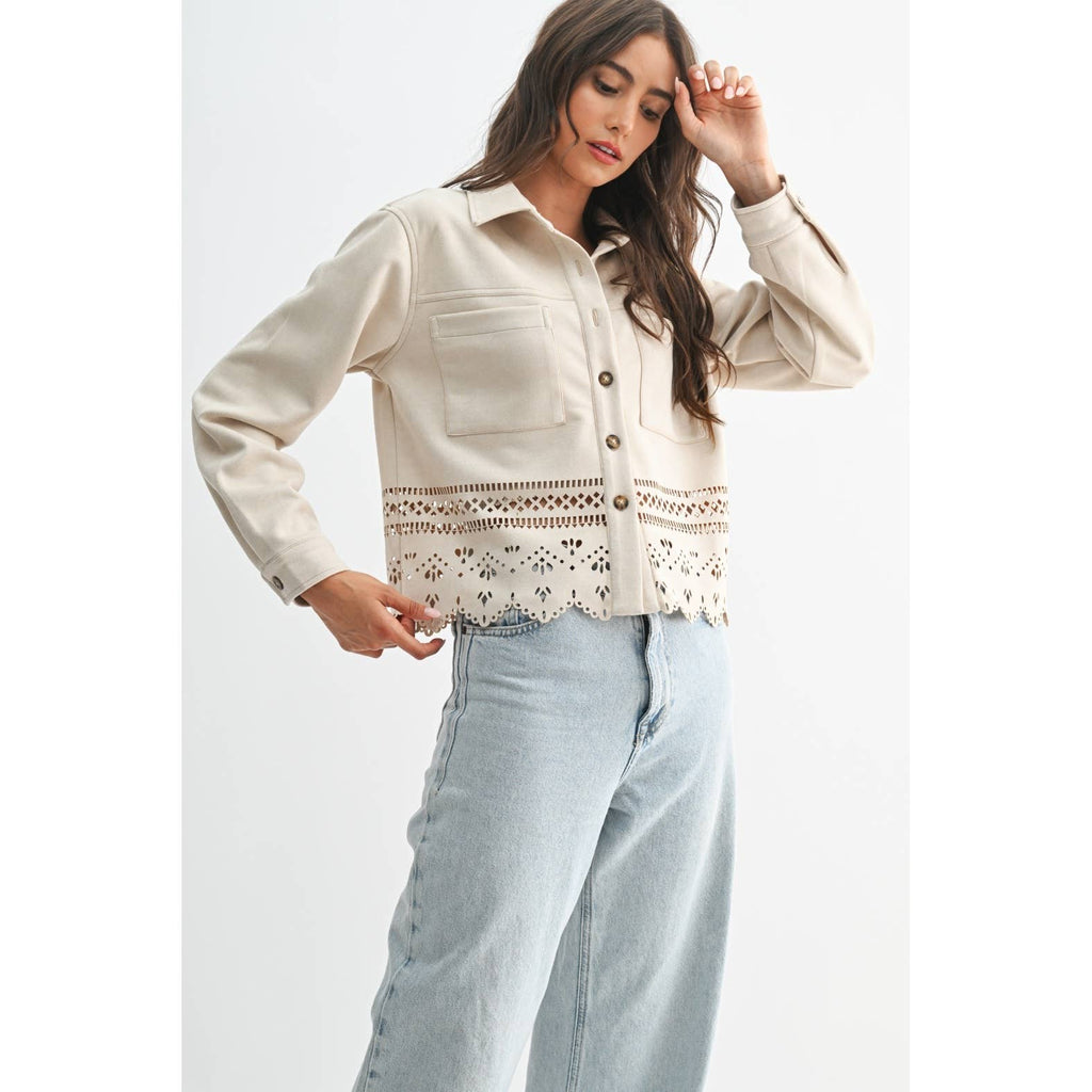 Lasercut Eyelet Detail Jacket