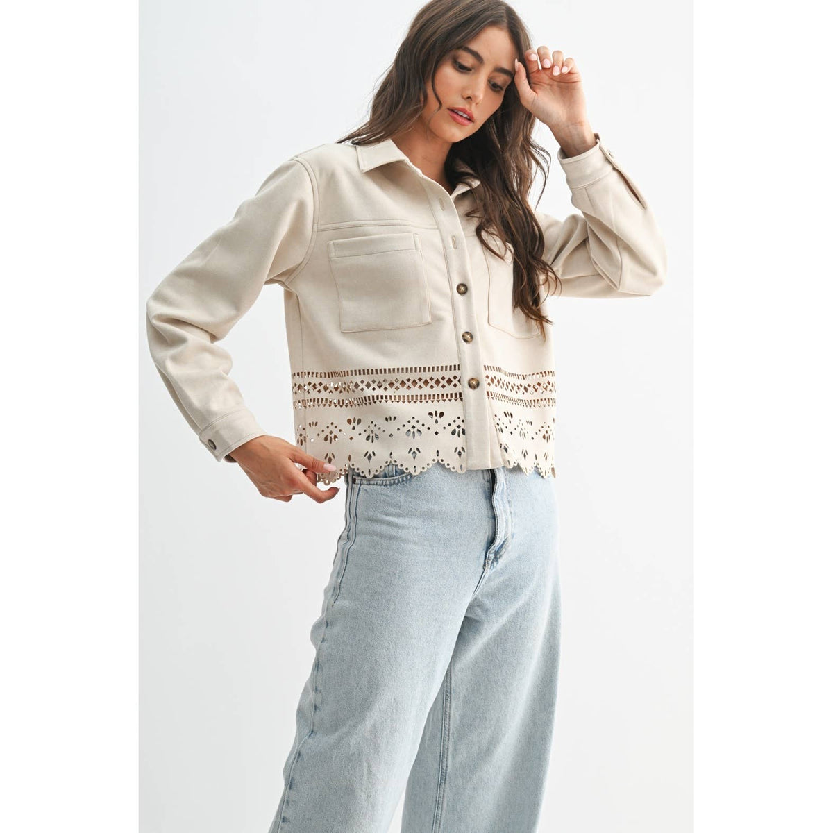 Lasercut Eyelet Detail Jacket