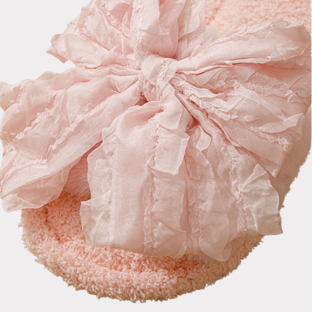 Statement Bow Plush Slippers