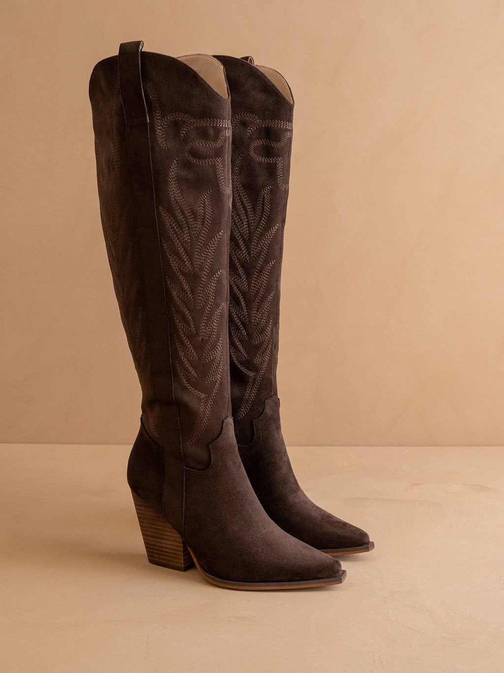 The Bronco | Coffee Knee High Embroidered Cowboy Fall Boot
