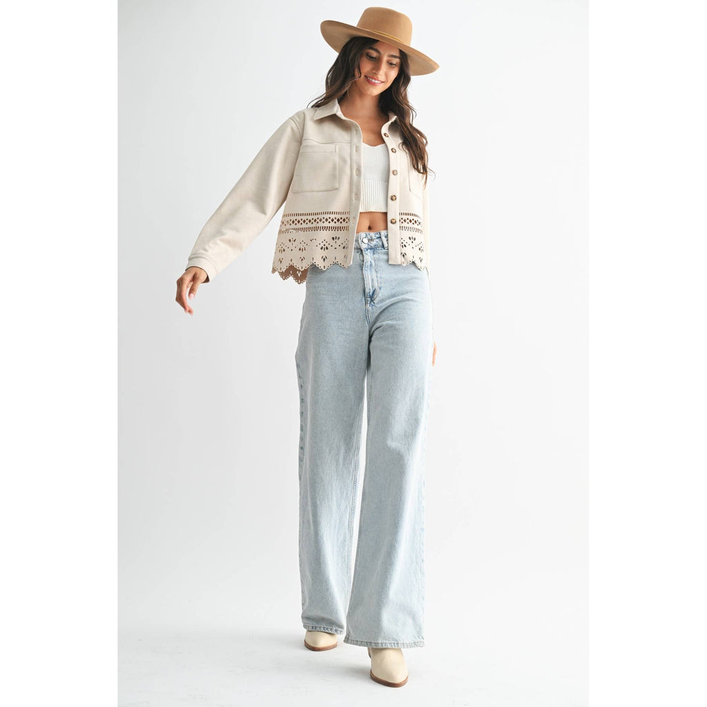 Lasercut Eyelet Detail Jacket