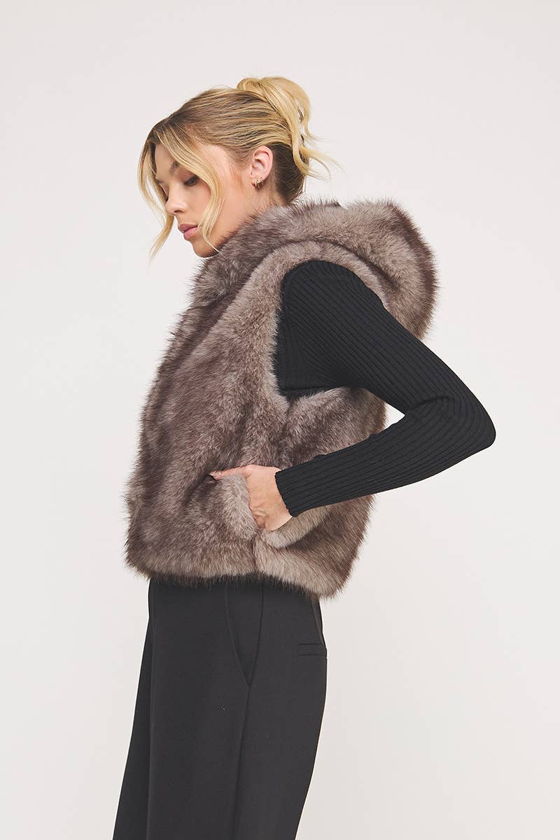 Faux Fur Hooded Vest
