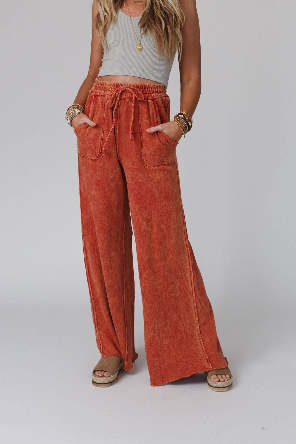 Relax Wide Leg Pant- Brick
