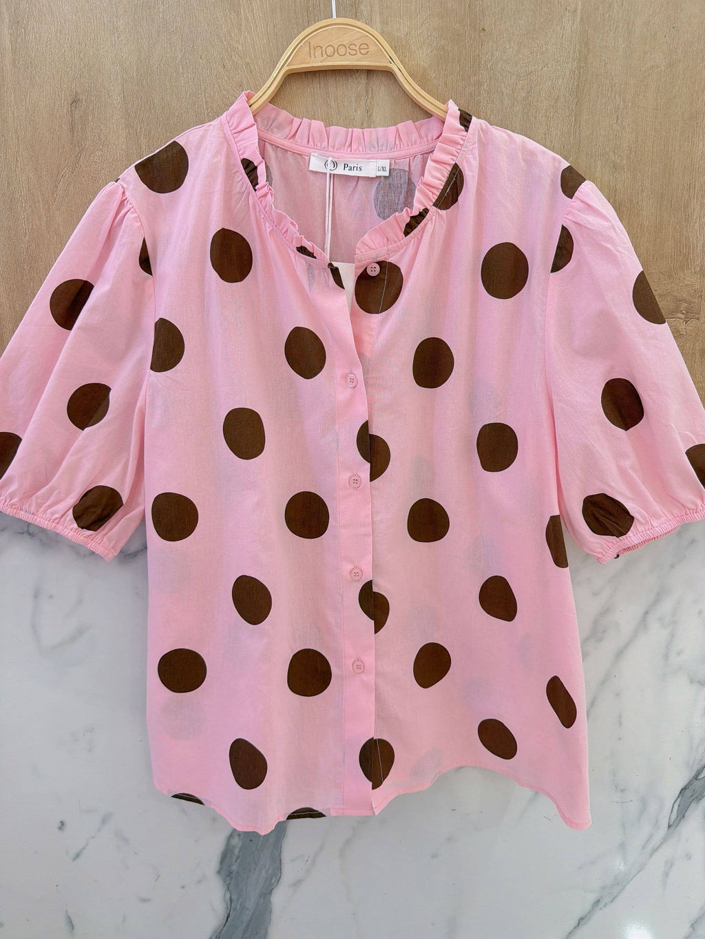 Polka Dot Blouse: Pink & Brown