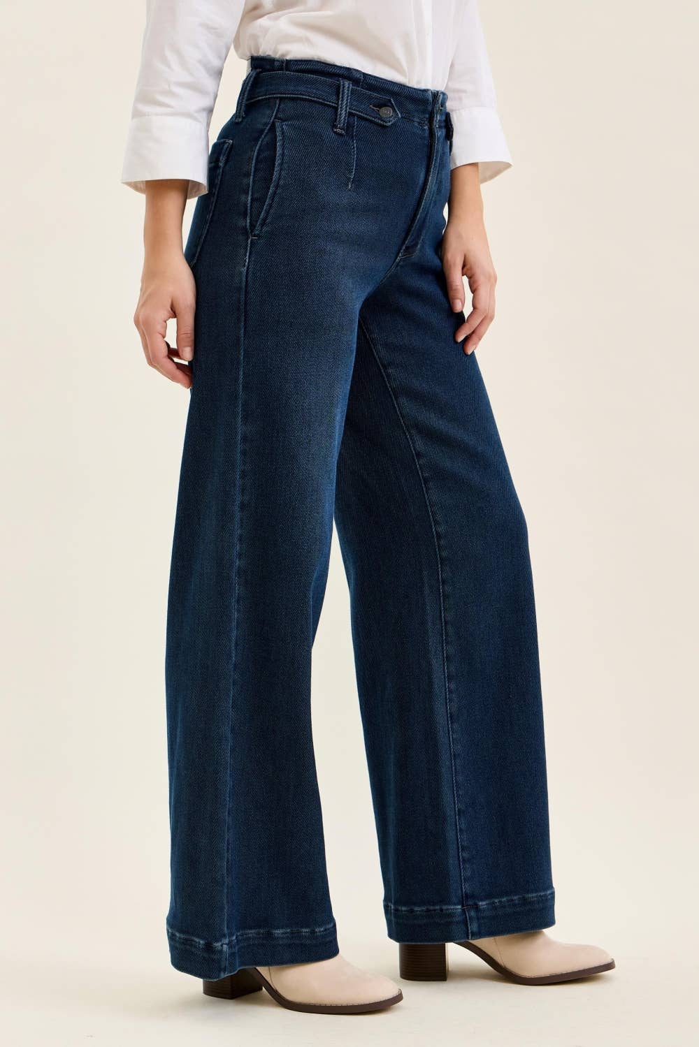 High Waisted Wide Leg Jean: Nightfall Blue