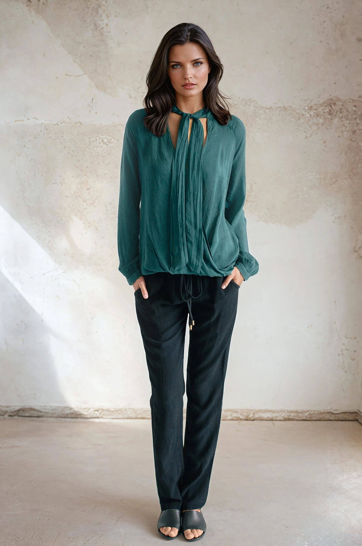 Tie Front Top: Teal
