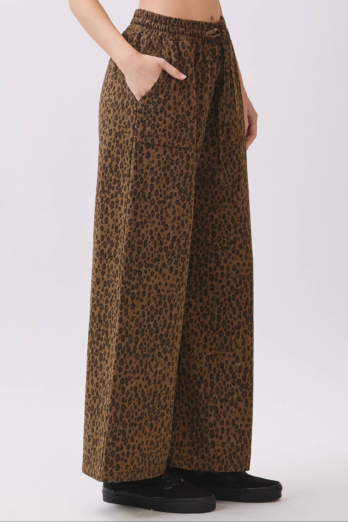 Leopard Wide Leg Drawstring Pants
