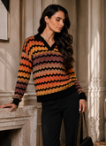 Retro Chevron Stripe Knit Sweater