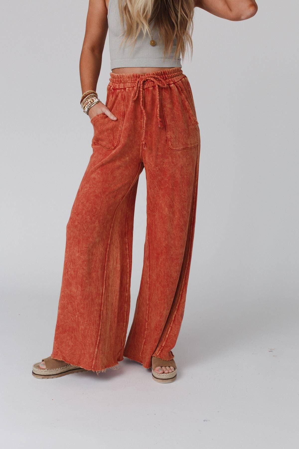 Relax Wide Leg Pant- Brick
