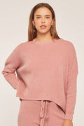 Waffle Textured Sweater Top: Cranberry