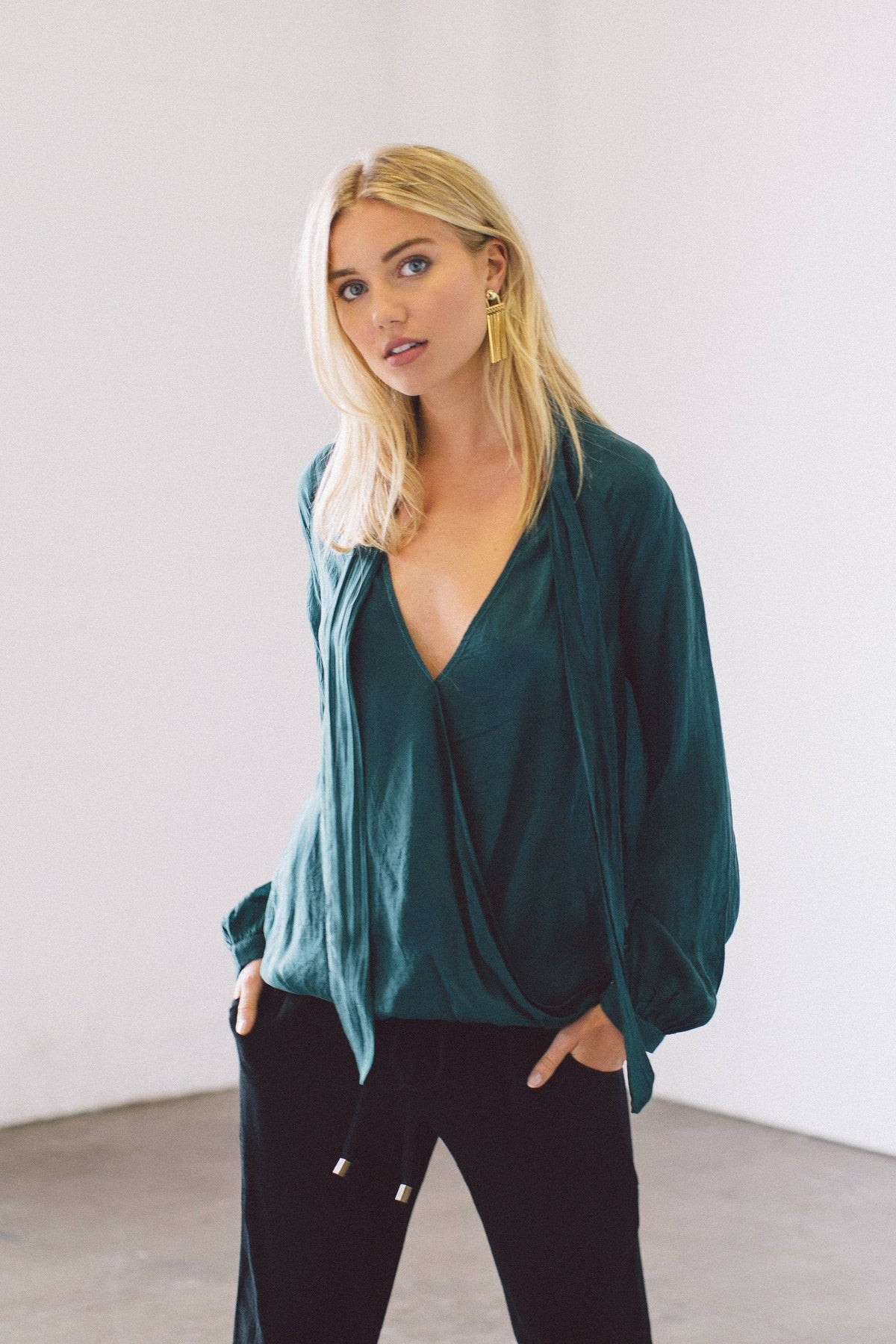 Tie Front Top: Teal